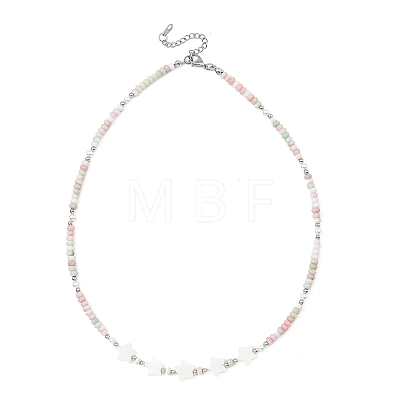 Summer Star Shell Pearl & Ombre Effect Dyed Glass Beaded Necklaces for Women NJEW-JN06051-1