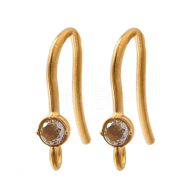 304 Stainless Steel Rhinestone Earring Hooks STAS-D310-01G-04-1