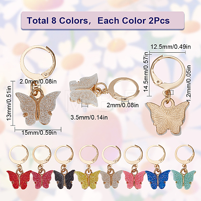 16Pcs 8 Colors Alloy Enamel Butterfly Charm Locking Stitch Markers HJEW-SC0001-30-1