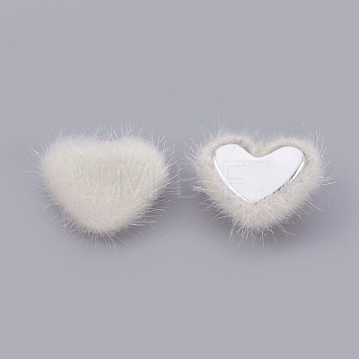 Faux Mink Fur Covered Cabochons WOVE-F021-05S-08-1