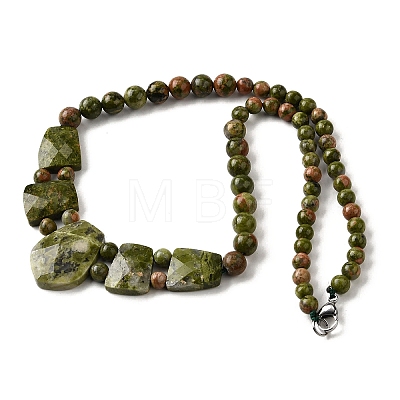 Natural Unakite Faceted Bib Graduated Beaded Necklaces for Women NJEW-B128-01N-1