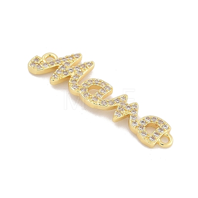 Mother's Day Brass Micro Pave Cubic Zirconia Word Mama Links Connector Charms KK-D235-03G-01-1