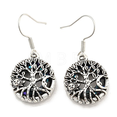 Alloy Tree of Life Dangle Earrings with Glass for Women EJEW-C061-02AS-1