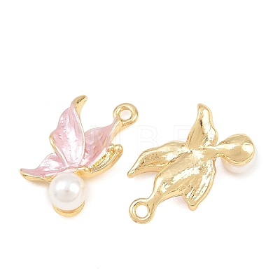 Alloy with Pearl Pink Enamel Pendants AL-CBA1FD3-26G-02-1