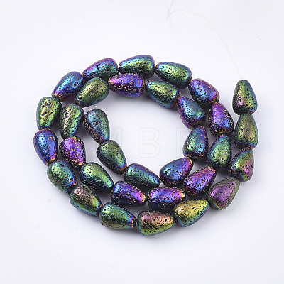 Electroplated Natural Lava Rock Beads Strands G-T126-07M-1