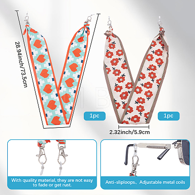 2Sets 2 Colors Polyester Ribbon Eyeglasses Chains AJEW-SP0006-03-1