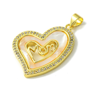 Mother's Day Real 18K Gold Plated Brass Micro Pave Clear Cubic Zirconia Pendants KK-H472-13G-01-1