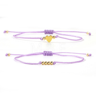 2Pcs 2 Styles Bohemian Brass Beads Braided Bead Bracelets BT1454-10-1