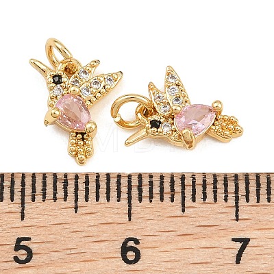 Brass Micro Pave Cubic Zirconia Charms KK-Q085-06G-02-1