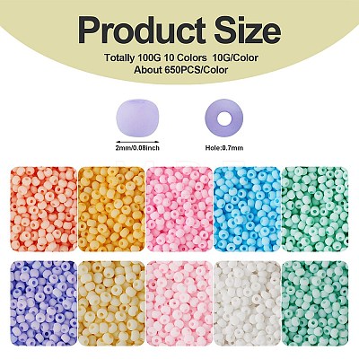  100g 10 Colors 12/0 Opaque Glass Seed Beads SEED-TA0001-05A-1