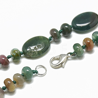 Natural Indian Agate Beaded Necklaces NJEW-S394-12-1