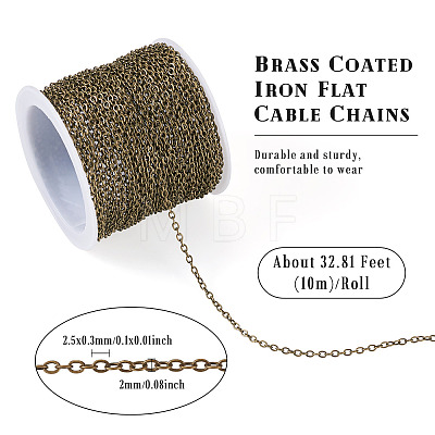 Brass Coated Iron Flat Cable Chains CH-TAC0007-02AB-1