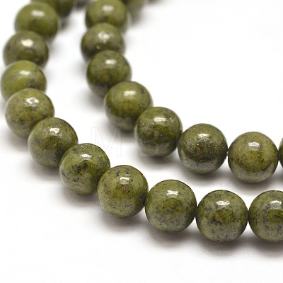 Round Natural Green Granite Beads Strands G-I125-77-8mm-1