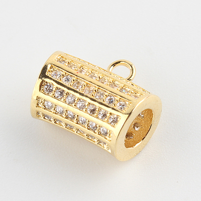 Tube Brass Micro Pave Clear Cubic Zirconia Tube Bails ZIRC-P002-35-1