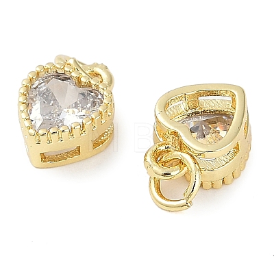 Real 18K Gold Plated Brass Inlaid Cubic Zirconia Charms ZIRC-L100-074G-04-1