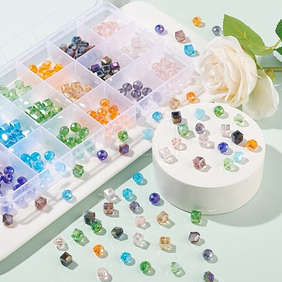 270Pcs 18 Style Electroplate Glass Beads Strands EGLA-FS0001-17-1