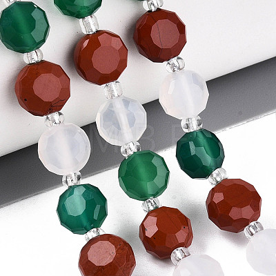 Natural Red Agate & Green Agate & Red Jasper Beads Strands G-T144-19A-01-1