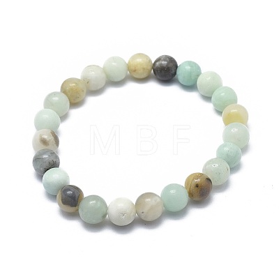 Natural Flower Amazonite Bead Stretch Bracelets X-BJEW-K212-C-007-1