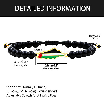 Palestine Map 304 Stainless Steel Enamel Link Bracelets FS-WGEA228-16-1