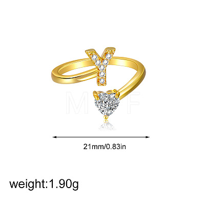 Brass Micro Pave Clear Cubic Zirconia Cuff Open Rings FS-WGF859A-15-1