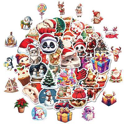 50Pcs Christmas Animal Paper Stickers PW-WG4EDBF-01-1