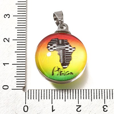 Flat Round 201 Stainless Steel Acrylic Pendants STAS-U036-01P-11-1