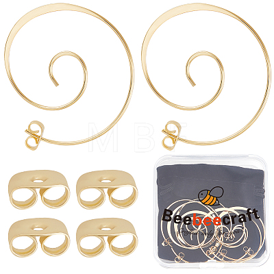 4 Pairs Brass Ear Studs EJEW-BBC0001-48-1