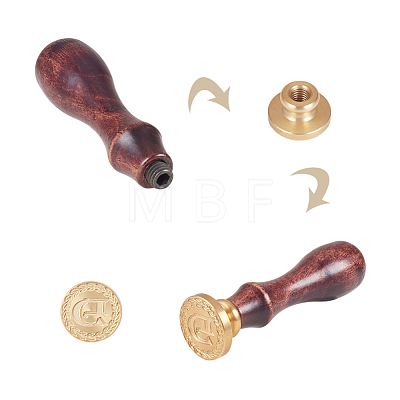 DIY Letter Scrapbook Brass Wax Seal Stamps and Wood Handle AJEW-P068-B04-1