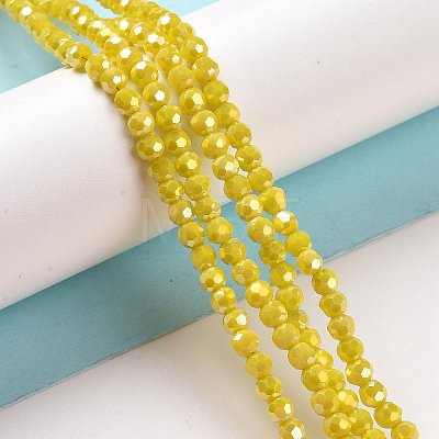Faceted Round Full Rainbow Plated Electroplate Glass Beads Strands EGLA-J130-FR05-1
