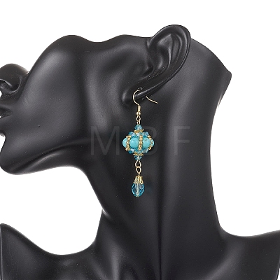 Synthetic Turquoise Dangle Earrings EJEW-MZ00669-03-1