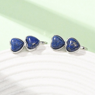 Valentine's Day Heart Natural &Lapis Lazuli Stud Earrings EJEW-T053-01P-12-1