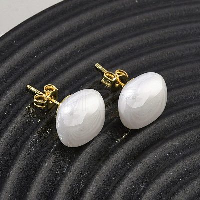 Brass & ABS Plastic Imitation Pearl Stud Earrings for Women PL-CBA760A-03A-G02-1