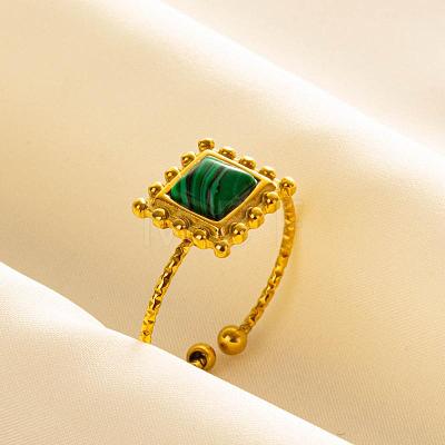 Square Natural Malachite Finger Rings EW3188-7-1