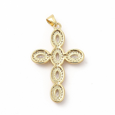 Rack Plating Brass Cubic Zirconia Pendants KK-G456-25G-01-1