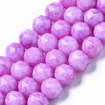 Opaque Baking Painted Glass Beads Strands EGLA-N006-004-1