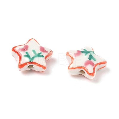 Flower Theme Handmade Porcelain Beads LAMP-D303-06D-01-1