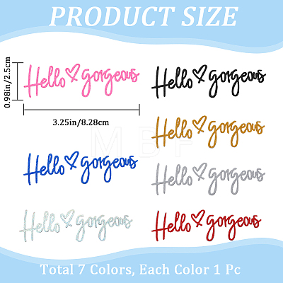 Gorgecraft 7 Shaeets 7 Colors Word Hello Gorgeous PVC Waterproof Car Stickers DIY-GF0008-93-1