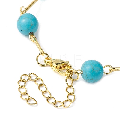Natural & Synthetic Mixed Round Beaded Link Chain Bracelet BJEW-JB09970-1