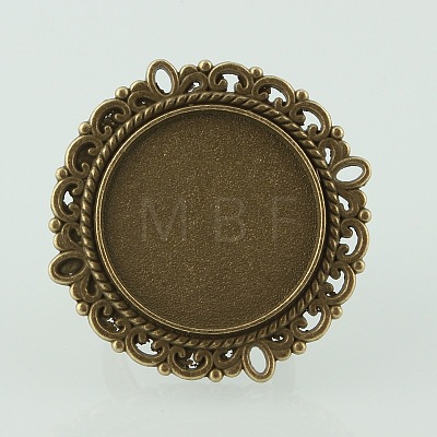 Vintage Adjustable Iron Finger Ring Components Alloy Cabochon Bezel Settings X-PALLOY-O039-15AB-NF-1