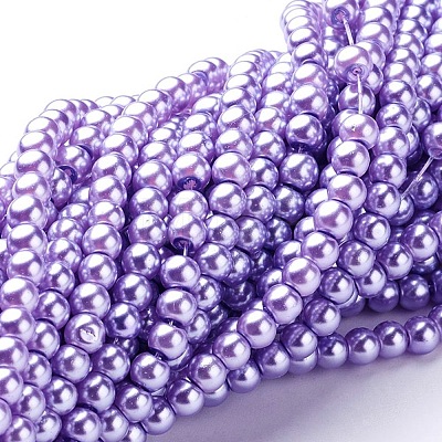 Glass Pearl Beads Strands X-HY-4D-B25-1