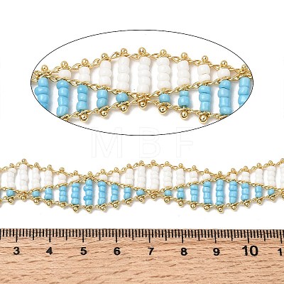Handmade Glass Seed Beaded Chains CHC-K017-01G-02-1