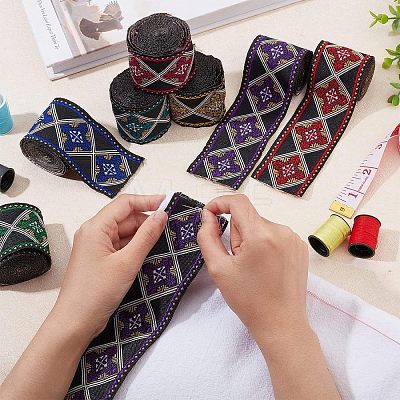 12.25M 7 Colors Ethnic Style Polyester Ribbons OCOR-FG0001-23-1