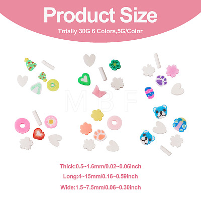 30G 6 Colors Handmade Polymer Clay Sprinkles Mix CLAY-TA0001-17-1