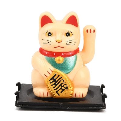 ABS Plastic Solar Powered Maneki-neko Figurines DJEW-B017-01B-02-1