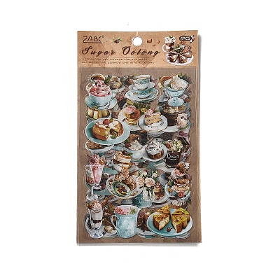 6Pcs Coffee Theme DIY Paper Scrapbook Stickers STIC-U004-05D-1