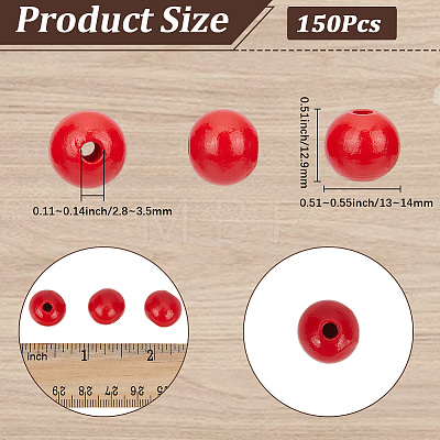 Spray Painted Round Natural Schima Wood Beads WOOD-PA0001-81B-01-1