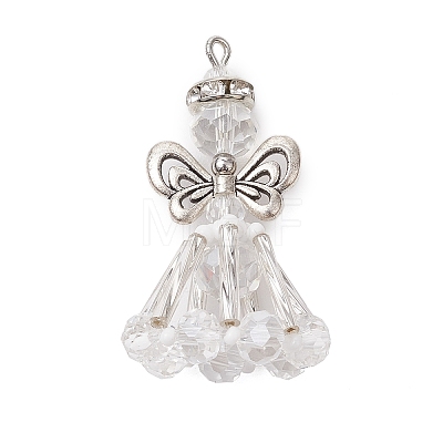 Handmade Glass Seed Beaded Angel Pendants PALLOY-MZ00497-02-1