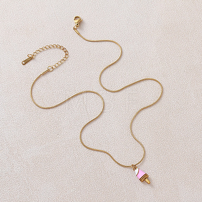 Summer Beach 304 Stainless Steel Enamel Ice Cream Pendant Necklaces for Women FD1093-1
