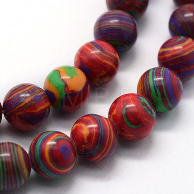 Synthetic Malachite Beads Strands X-G-I199-32-10mm-C-1