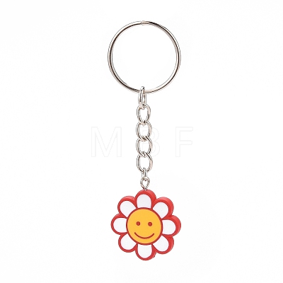 Flower Acrylic Pendant Keychain KEYC-JKC00428-02-1